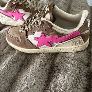 Bape Brown and Pink Women's Sneakers